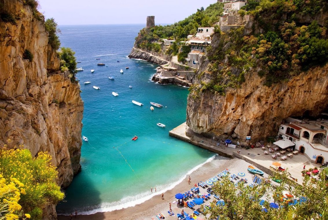 The coast between Praiano and the Fiordo di Furore seen from the sea